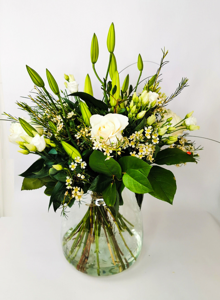 Classic White Rose and Lily Vase